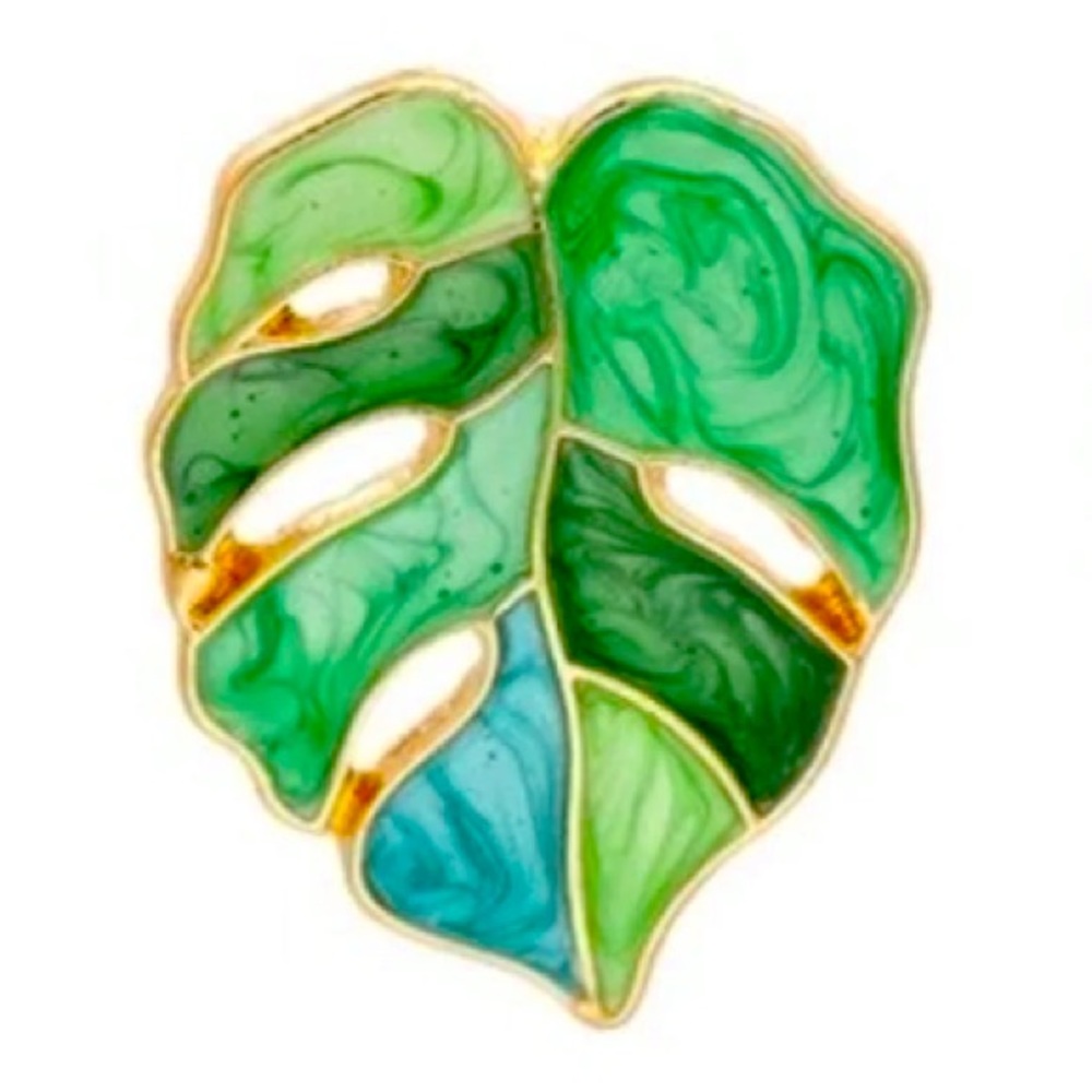🪴NWT Stunning Banana Leaf Painted Stacked Earring - Picture 3 of 5
